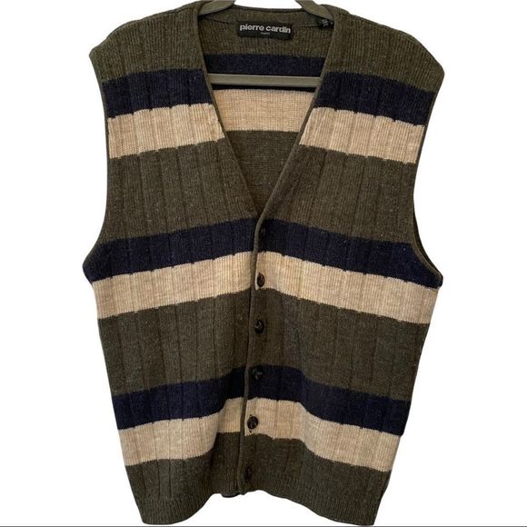 Pierre Cardin vintage button front unisex v neck sweater vest size XL EUC - Picture 1 of 6